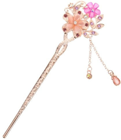 TOYZFRIENDY Twin Flower Hairpin Antique Style Decorative Floral Hair Sticks for Women Hair Bun Holder