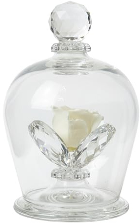 Debora Carlucci Rosa Stabilizzata in Campana di Vetro con 3 Petali – Fiore Eterno in Vetro Cristallo, Idea Regalo Elegante, Bomboniera di Lusso, Made in Italy – 10x6 cm (Bianco)