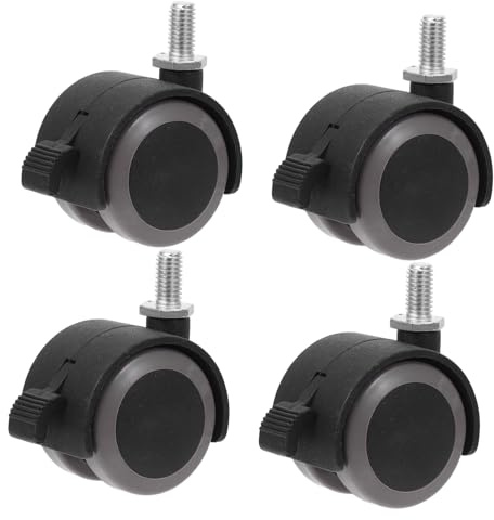 Ipetboom Roulettes Pivotantes Matériau Pu Silencieux Montage M8 X 15 Mm Lot de 4 Installation Facile pour Chaise de Bureau Adaptées aux Meubles et Sols en Bois