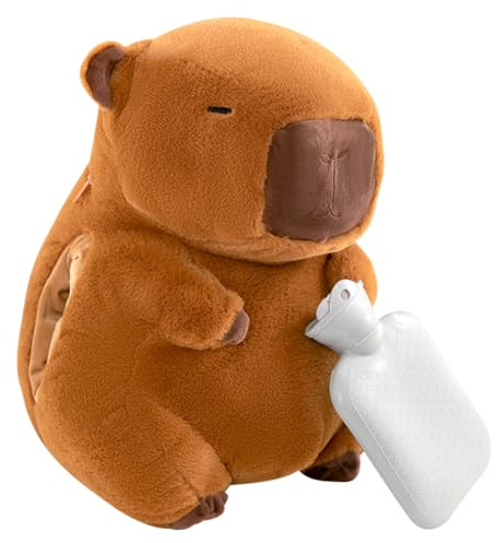 Bolsa de Agua Caliente para Niños, Peluche Capyybara Botellas, Bolsas Agua Caliente Animales para Niños, Desmontable y Lavable Hot Water Bag, Regalos Invierno para Niños y Amigos