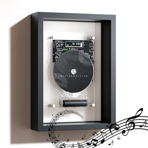 Gift Edian Wall Mountable CD Player with Bluetooth 5.0, Decorative Photo Frame Display, AUX Output, Remote Control, Modern Art Design for Home, Office, Gallery Decor