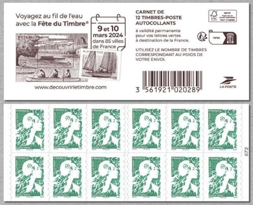 Carnet de 12 Timbres Lettre Verte Marianne – Autocollants – Validité Permanente – France – Timbres Poste Officiels