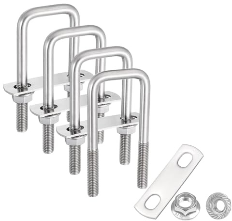 QUARKZMAN 4pcs Pernos U Cuadrados Internos M8 Con Tuercass 30 Mm An 90 Mm L | De 1-3/16 Pulgadas De Ancho 3-9/16 Pulgadas De Longitud Pernos U De Acero Inoxidable 304