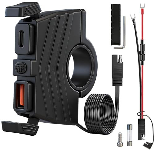 (2026 Upgrade) USB C Motorrad Steckdose 12V Ladegerät: QC 3.0 & PD 30W Typ-C ladebuchse Dose Buchse Wasserdicht Adapter mit IP65 Schutz – Ultraflexibles und Robustes Laden für Motorradfahrer