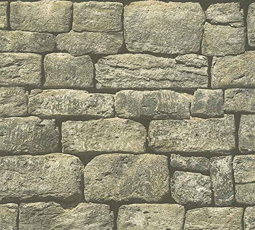 A.S. Création Vliestapete Best of Wood`N Stone 2ND Edition Tapete in Stein Optik Fotorealistische Steintapete Naturstein 10,05 m x 0,53 m braun grau 307221 30722-1