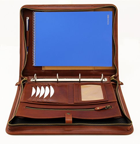Konferenzmappe, Italienisches Leder, A4 cognac
