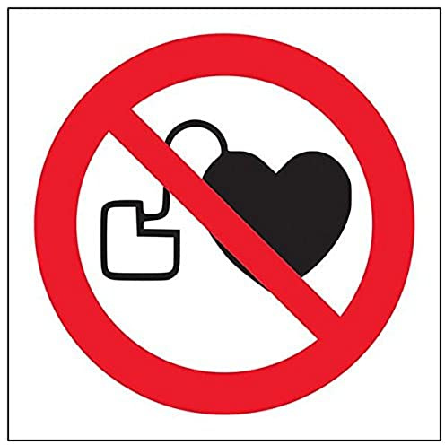 vsafety 51005 AF-S Keine Herzschrittmachern Logo-Zeichen, quadratisch, 100 mm x 100 mm (3 Stück)