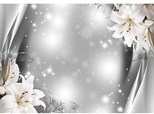 Runa Art Fototapete Blumen Lilien 352 x 250 cm Vlies Tapeten XXL Moderne Wandtapete Wohnzimmer Schlafzimmer Schwarz Weiss 9409011c