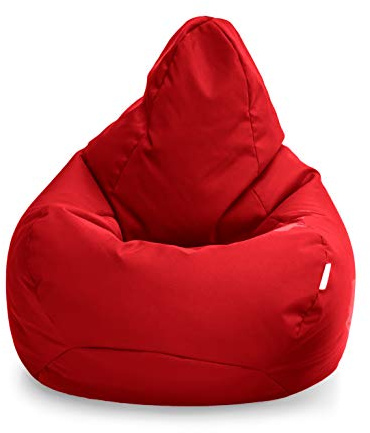Loft 25 Sitzsack-Spielerstuhl | Sitzsack für Wohnzimmer & Freien | Wasserbeständig | Ergonomisches Design | Langlebig & Bequem (Rot)