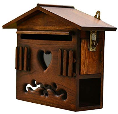 KONGY Briefkasten, Handgemacht Wandmontage Multifunktion Letterbox Außendekoration Amerikanischer Retro Holz Wetterresistent Post Box Letterbox