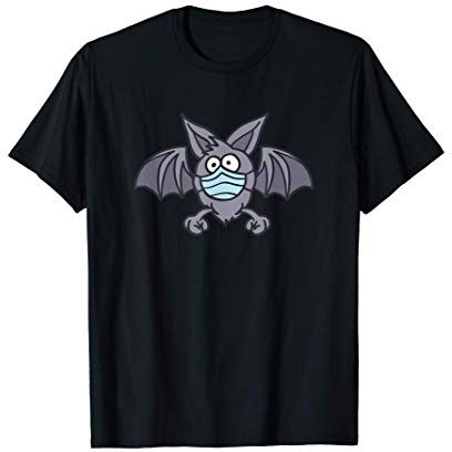 Fledermaus mit Atemschutz Maske Vampir Halloween Kostüm T-Shirt