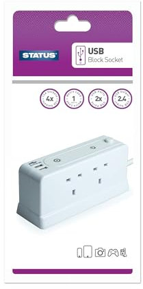 Status Block Design 4-Socket Extension Lead - 1m