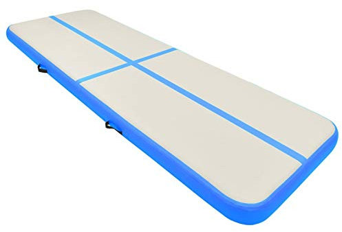 Tidyard Aufblasbare Gymnastikmatte mit Pumpe Tranningsmatte mit Luftpumpe,Gymnastikmatte,airtrack Tumbling für zuhause, Outdoor,Yoga 400x100x20 cm PVC Blau