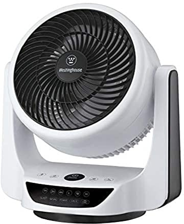 73037 Cormac, mobiler 25 cm Tischventilator mit Oszillier- (Schwenk-) Funktion von Westinghouse Lighting mit Fernbedienung, Ausführung in Weiß und Schwarz