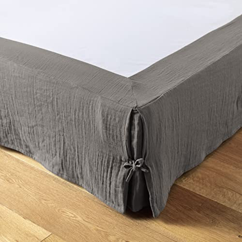 Cache-sommier Gaze de Coton 140 x 190 cm Gaia Anthracite