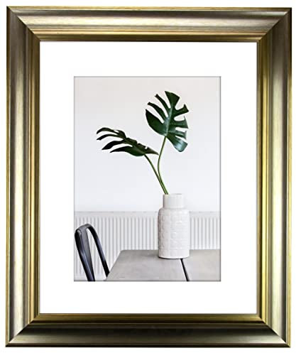 myposterframe Bilderrahmen Echtholz 100 x 140 cm Dysnomia – Edler Barockrahmen für Bilder, Photos & Gemälde – Hoch- & Querformat möglich – Champagner Gold