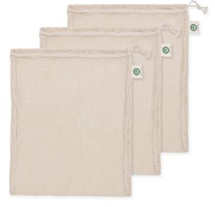 Cotton Mesh Laundry Bags for Delicate Clothes - Set of 3 Extra Large Mesh Washing Bags with Drawstring - Micro-plastic-free, Toxin-free, Dye-free & Unbleached Dryer Washer Bags (3 X-Large - 14”x18”)