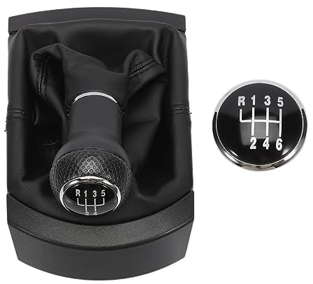 Konuooer Pomo de Palanca de Cambios 5/6 Velocidades Compatible con Seat Ibiza (Negro) 2002-2010