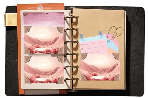 KISSKI·H Olvido A7 Leder-Reisetagebuch, nachfüllbares Schreibjournal für Männer/Frauen, 6-Ring-Ordner, Leder-Notizblockhalter, A7-Deckblatt mit linierten, handgefertigten Tagebuchplaner-Organizer