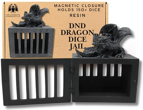 DnD Dice Jail for Naughty TTRPG D20 | D&D Dice Jail | RPG D and D Gifts | Dice Storage Box for 150 RPG Dice | Misbehaving Dice D&D Merchandise | DnD Gifts | Resin Dice Cage | 20cm RPG Accessories