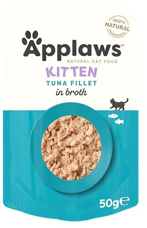 Applaws 100% Natural Wet Kitten Food, Tuna Fillet in Broth - Pack of 12 x 50g Pouch