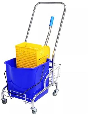TT-YEC Juego De Cubeta para Fregona Comercial Portátil, Carro De Limpieza De 30L De Capacidad, Fregona para Limpieza De Suelos Y Limpieza De Paredes con Escurridor