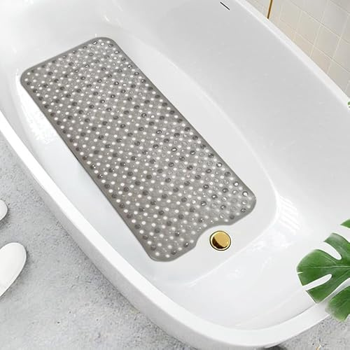 Cozy Haven Diamond Shower Bath Mats - Washable Non Slip Anti Mould Rubber Bathmat with Suction Cups for Bathtub (Grey, 40x70 cm)