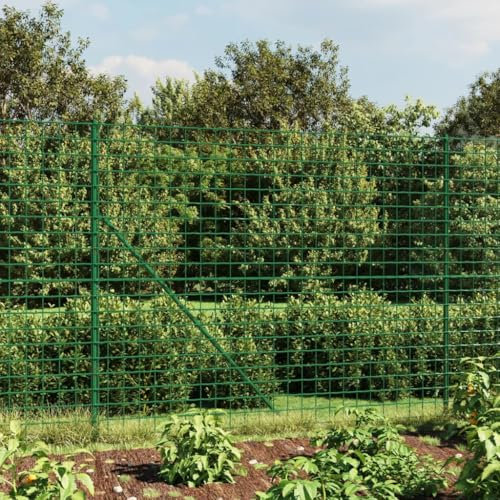 Buzaza Maschendrahtzaun mit Bodenhülsen Zaunelemente Weidezaun Zaunpfosten Metall Gartenzaun Metall Bauzaun Metall Grün 1,8x10 m