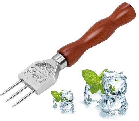 Ice Pick Stainless Steel with Safety Wooden Handle for Kitchen Tool, Bartender, Restaurant, Picnics, Camping, Japanese Style Ice Crushers for Home Use, Ideal for Bars and Families, 7.24 Inch (3 Spike)