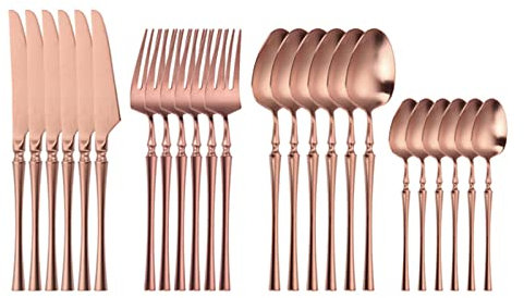 CYYHGD Ensemble de Couverts en Acier Inoxydable, 6 pièces/24 pièces, Vaisselle de Luxe en Acier, fourchettes dorées, cuillères, Couteaux, Ensemble de Couverts en Acier (Couleur : Or bri
