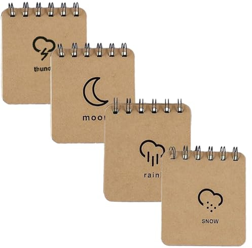 CALLYSONIC Spirale Notizblock, 4 Stück Notizbuch Blanko, Notizbuch 70 Seiten, Notepad, Kleiner Notizblock, Notizheft, Spiralbindung Notizblöcke, Spiral Notebook für Büro, Schule, Malen, Graffiti