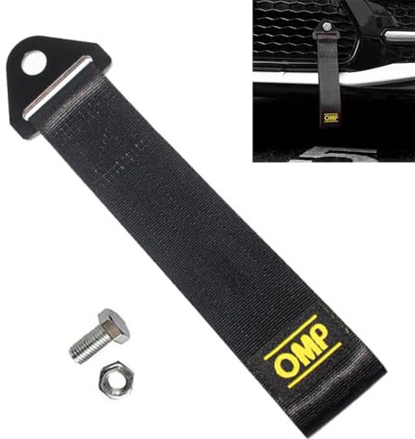 Corda per Rimorchio in Nylon,Fune di Traino Universale Racing,Cinghia di Traino da Corsa ad Alta Resistenza,Cinghie per Rimorchio da Corsa,Gancio Traino in Tessuto 1 Pezzi Nero Tokaneit