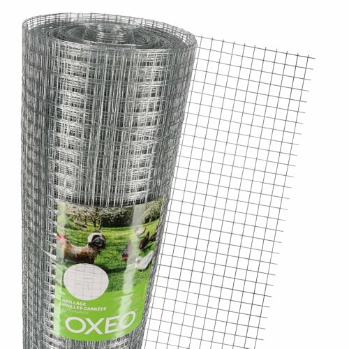 Oxeo Grillage à Poule 30m Haut 1m - Acier galvanisé à Chaud – Maille 16x16mm - Filet de clôture pour poulailler - Epaisseur Fil 0,8mm
