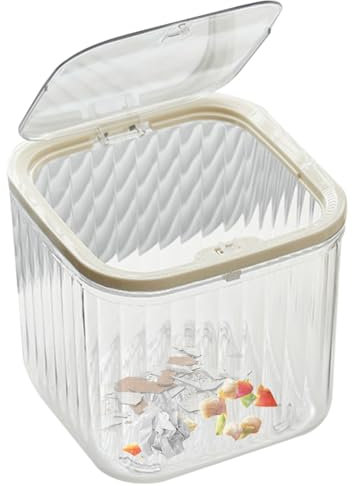 Poubelle De Bureau | Poubelle de Bureau avec Couvercle à Pression - Poubelle Économiseuse D’Espace Pour Salle De Bain Et Chambre, Conteneur Transparent Pour Brosses À Maquillage, Coton-Tiges Et Déchet