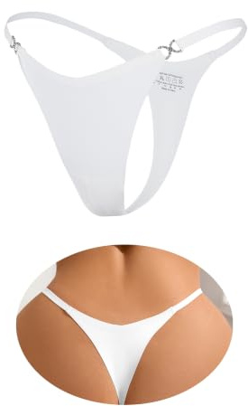 ohmydear Mini string tanga dam med strass, 1 pack vit, M