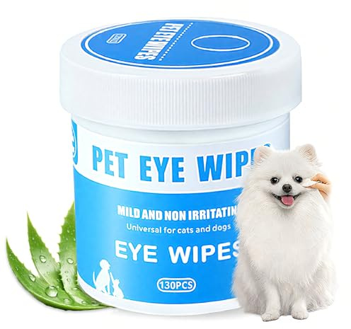 jadeseal 130 Unités Lingettes pour Les Yeux des Chiens,Nettoyant pour Éliminer Les Taches de Larmes, pour Le Nettoyage De L' Oculaire pour Chiens,Accessoire de Toilettage Quotidien pour Pet