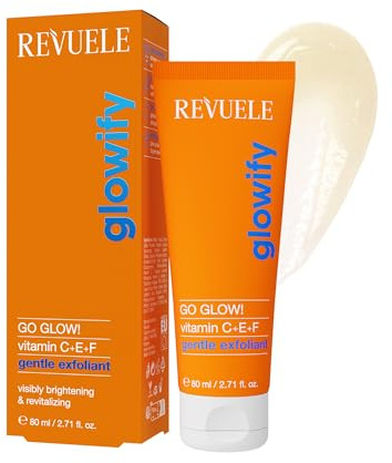 REVUELE Gommage Visage Go Glow! Doux – Vitamines C+E+F, Gel Exfoliant aux Microcristaux, Illumine et Uniformise le Teint, Révitalisant et Antioxydant, 80 ml