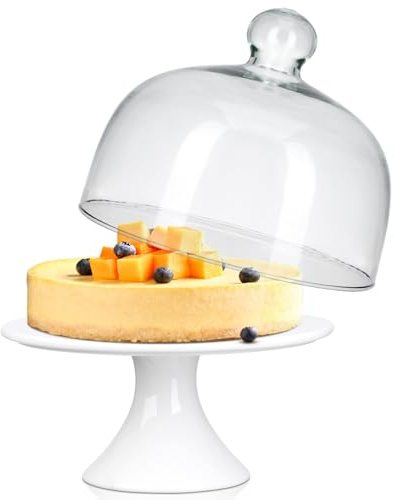 Zerodeko Alzata per Dolci in con in Vetro Trasparente Torte per Feste e Matrimoni Vassoio per Dessert Frutta e Snack Resistente e Facile da