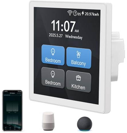 LANBON L10 LCD Smart Light Switch,1/2/3/4 Gang/Curtain, Large Screen Touch Smart Switch,6-in-1 Tuya Wifi Light Switch work with Alexa/Google Home for Whole Smart Home,No Dim,Neutral Wire Needs,L10-HS