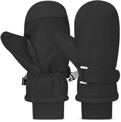 HZHSGLY Kids Ski Gloves, Kids Ski Mittens Winter Warm Waterproof Anti Slip Adjustable Wristband Snow Mittens for Skiing Snowboarding Winter Outdoor Sport
