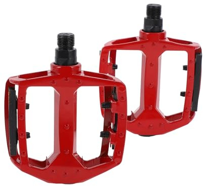 REPAIROCK Pedal De Bicicleta Aleación De Aluminio Universal Pedal Plano De Bicicleta con Tiras Reflectantes Rojo Ajuste 14mm Pedal Antideslizante para BMX MTB Bicicletas De Carreras 1 Par