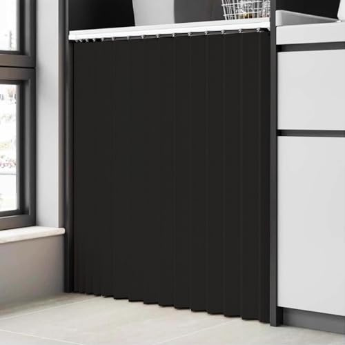 Cortinas Plegables Personalizables para armarios de Cocina, Ideales para armarios sin Puerta, Que proporcionan privacidad.-Black- W70cmxH200cm