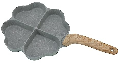 ZAWELIYO Poêle à œufs Antiadhésive en Forme de Cœur, Poêle à Crêpes Chauffante Uniforme avec Poignée pour la Cuisine (Verte)