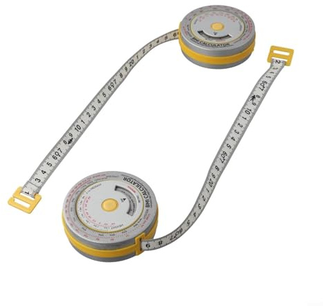 Mètre à ruban rétractable pour des mesures précises du corps - 150 cm en plastique avec bouton poussoir de verrouillage et de rétractation, régime et (jaune)