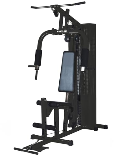 KETTLER Kraftstation Basic – Kompakter Multigym-Station für Ganzkörper-Krafttraining zu Hause, 50-kg-Gewichtsblock, Brustpresse, Butterfly, Latzug, Beinstrecker, max. 100 kg Benutzergewicht