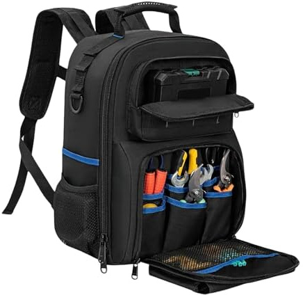 Electrician Tool Backpack- 1500g Portable Hard Base Bag With Multiple Pockets | Tools Storage Organizer Work Bags | Work Tool Backpack For Technician Electrician Carpenter Plumber Home Welding