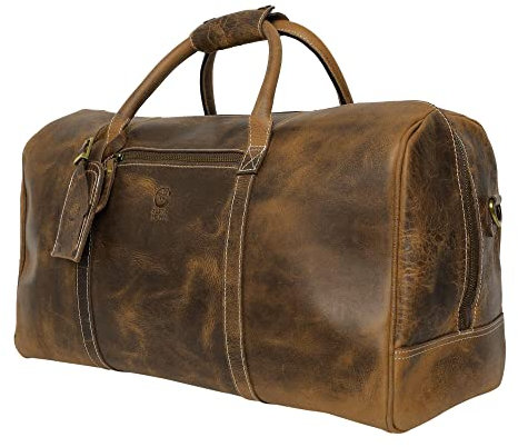 Leder Reisetasche Herren - Weekender Sport Travel Umhängetaschen Flugzeug Handgepäck Männer Duffle Bag (Gross)