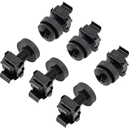 BIGtec, set di montaggio con dadi in gabbia M6 per armadi, rack, distributori di rete da 25,4 cm e 48,26 cm 50´er Pack schwarz