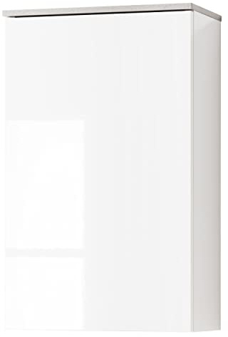 Composad | Hängeschrank der Linie GALAVERNA für Badezimmer, platzsparender Badezimmerschrank, (BxHxT) 40 x 65 x 22 cm, Farbe Beton und Weiß lackiert, Made in Italy