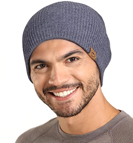 Tough Headwear Merino Wool Beanie - Moisture Wicking Winter Hats for Women - Stretchy Mens Beanie - Breathable Wool Hat - Ribbed - Dark Gray